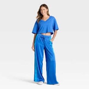 Women's Low-Rise Satin Tear Away Track Pants - JoyLab Blue M